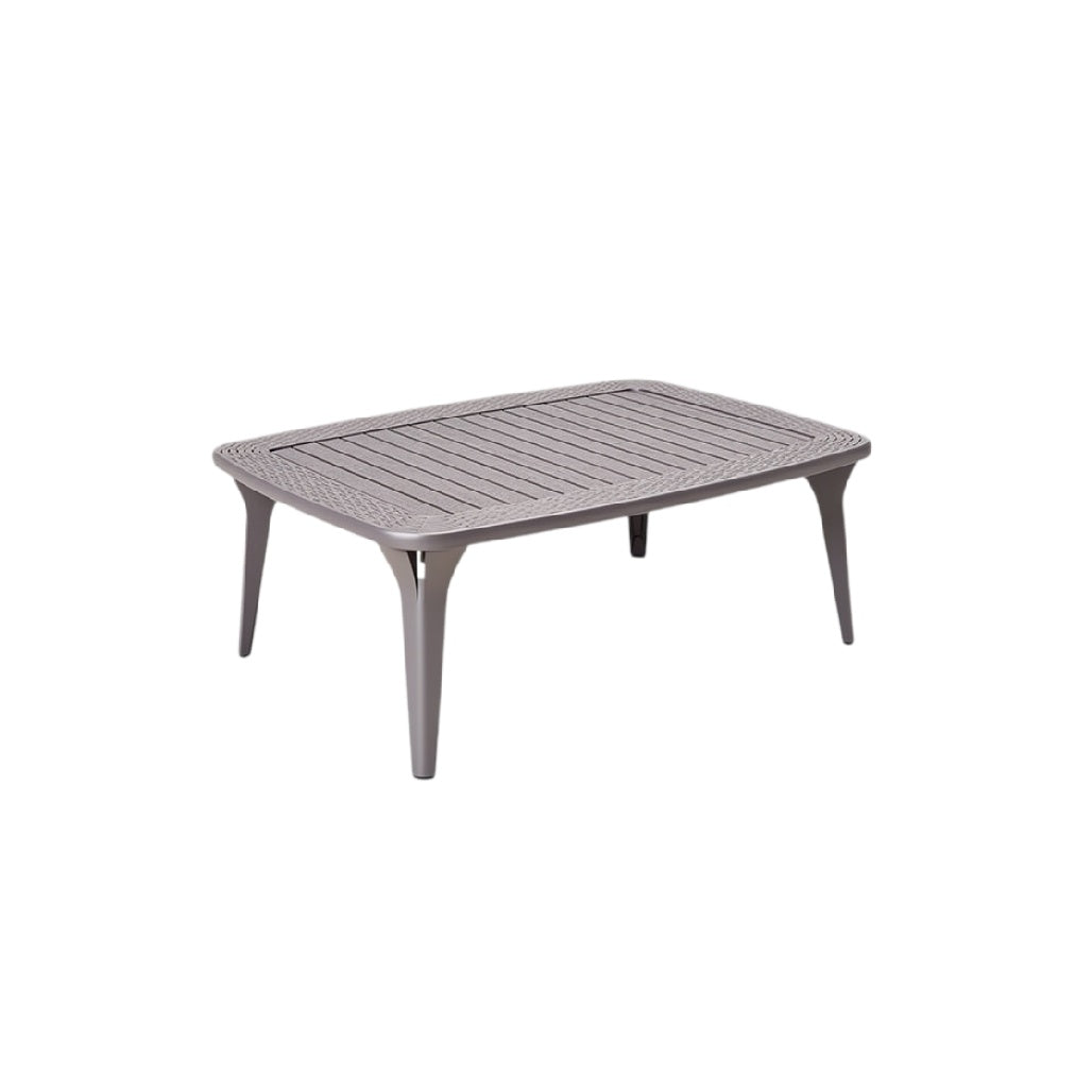 **Table de jardin en plastique rectangulaire avec surface striée**
