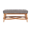 **Banc en tissu gris avec structure en bois**