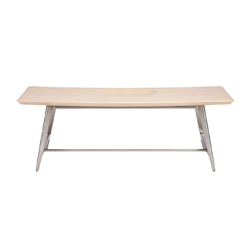**Table basse en bois avec structure en acier inoxydable**