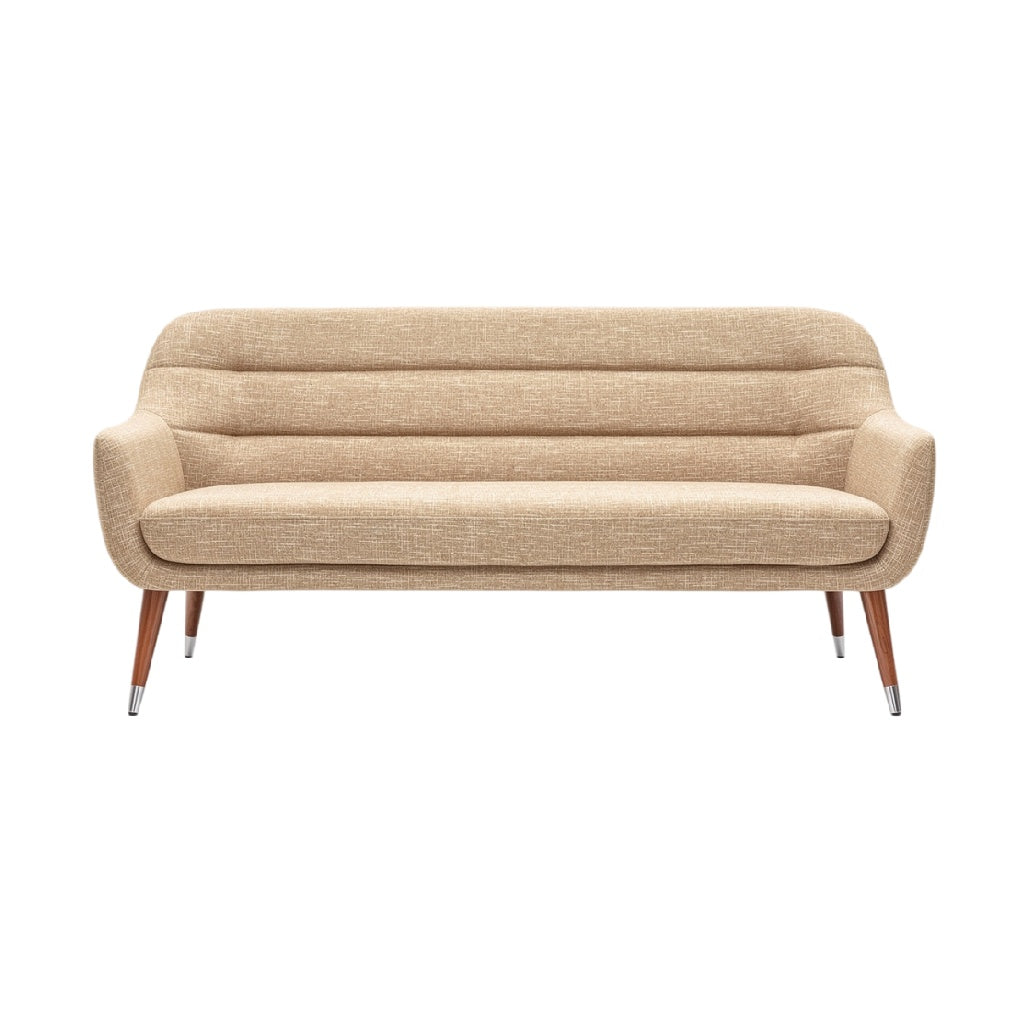 **Canapé moderne en tissu beige avec pieds en bois**