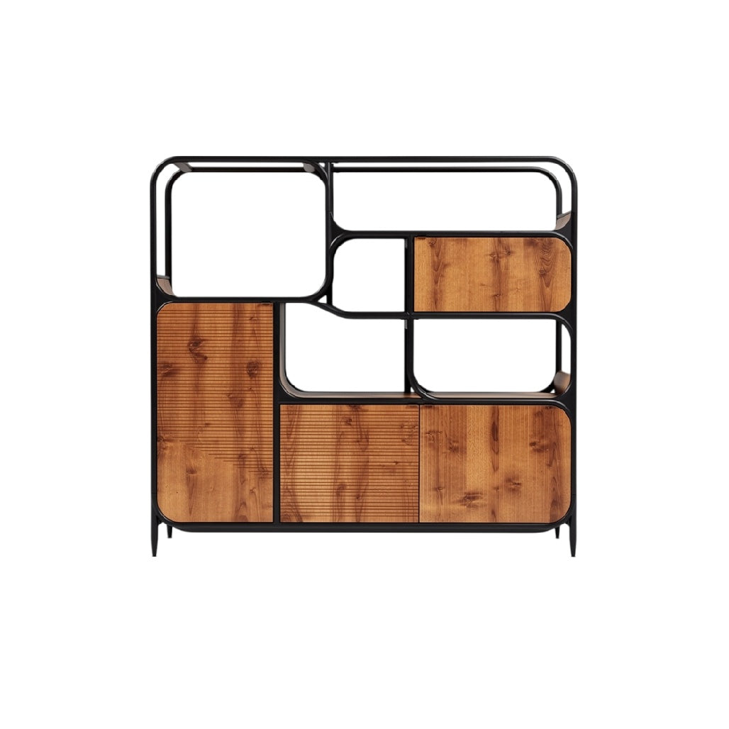 **Étagère en bois et métal avec design géométrique moderne**