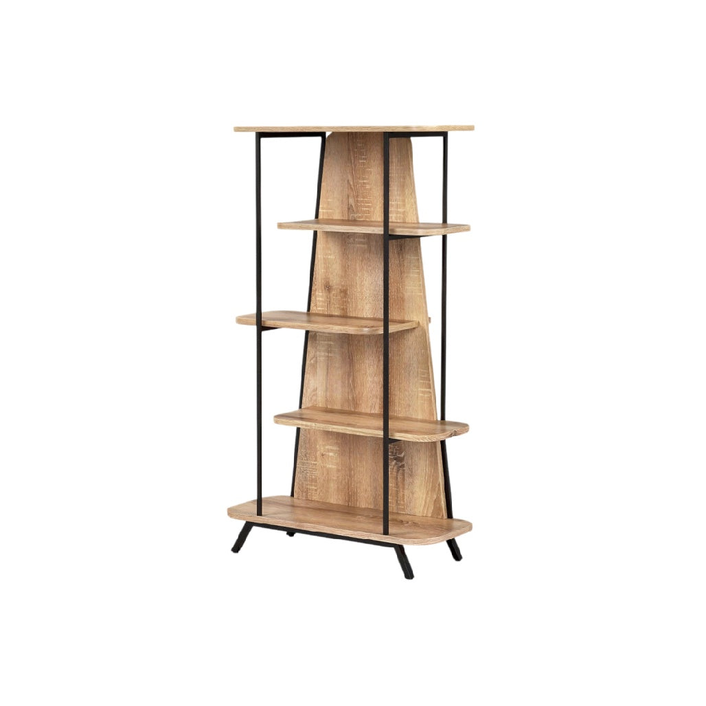 **Étagère moderne en bois et métal avec étagères ouvertes**
