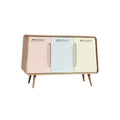 **Buffet contemporain en bois avec portes pastel et pieds en métal**